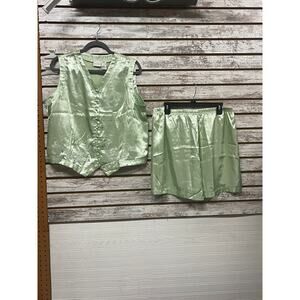 Vintage Women's Pajamas Set by Delicates Size Large Silky Light Green